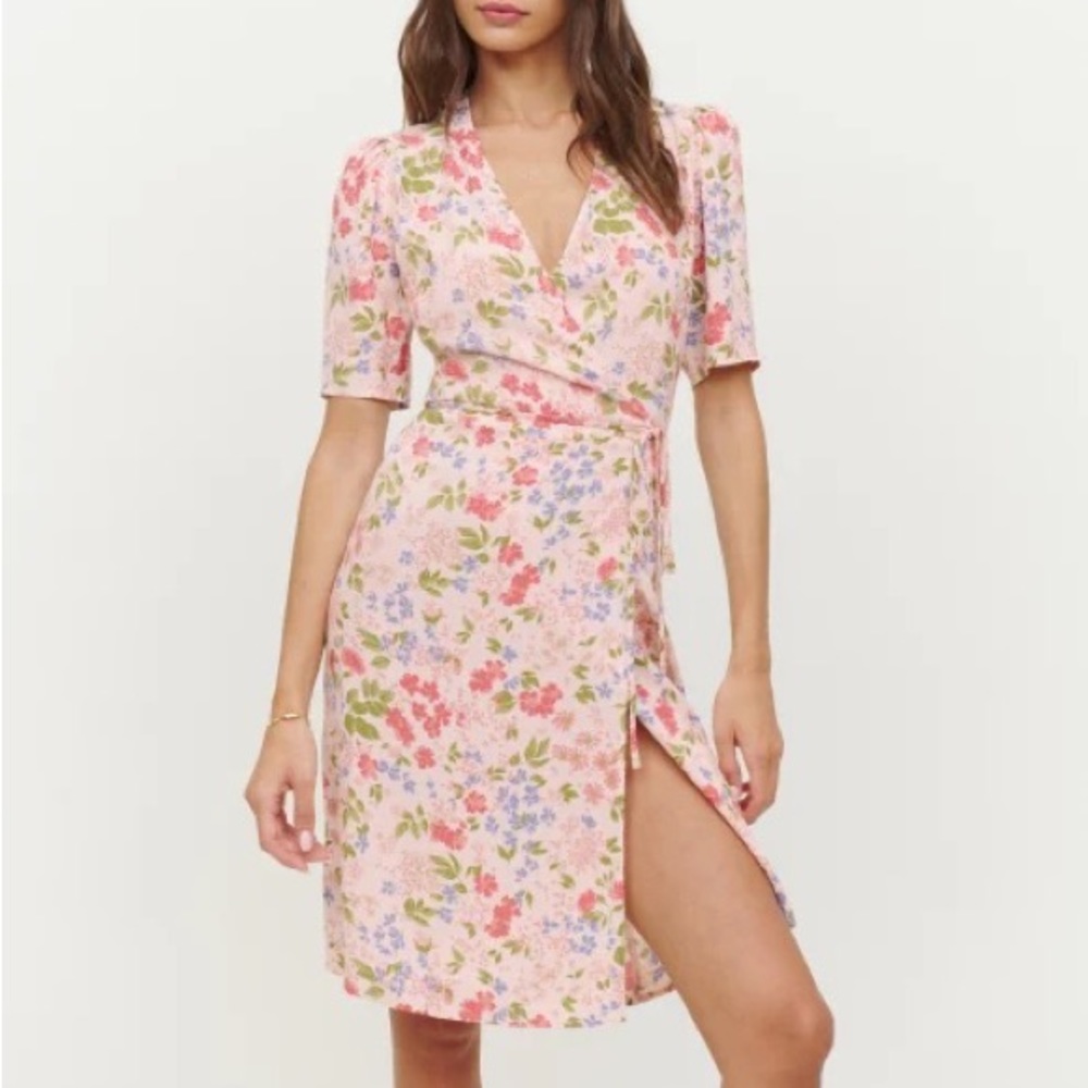 Reformation Laurent Short Sleeve Wrap Dress